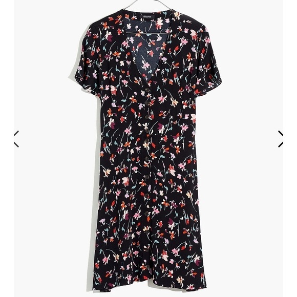 MADEWELL V-Neck Button-Front Mini Dress in Drifting Flowers SIZE 00 - Picture 2 of 10